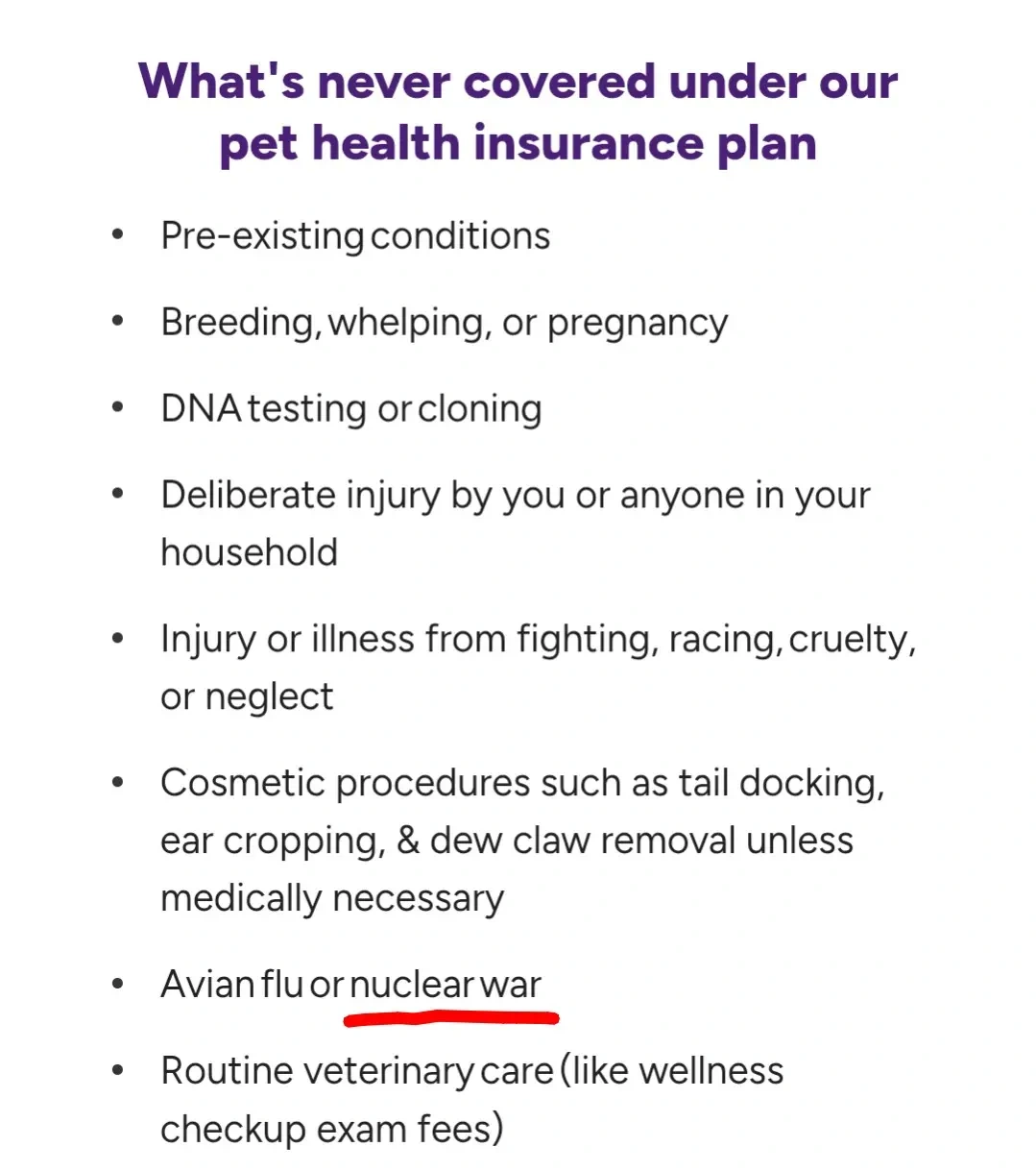 They don't cover nuclear war? Pass.