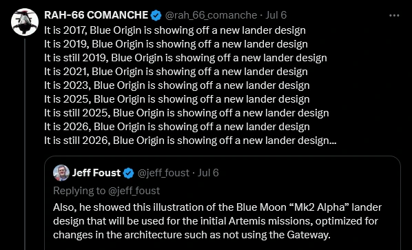 Blue Origin: designs a new lander every time NASA sneezes