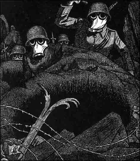 WW1 Imperial German Stormtroopers attacking at night (Albert Hahn, 1918)