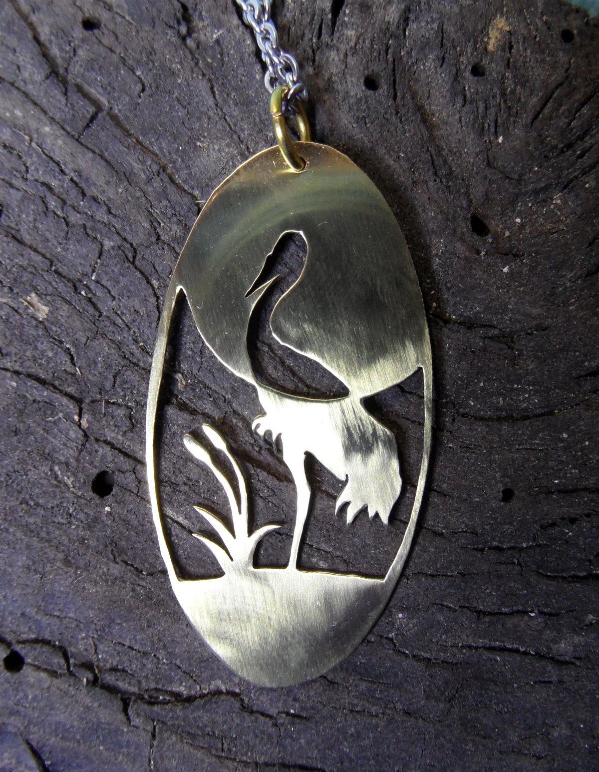 Brass crane pendant